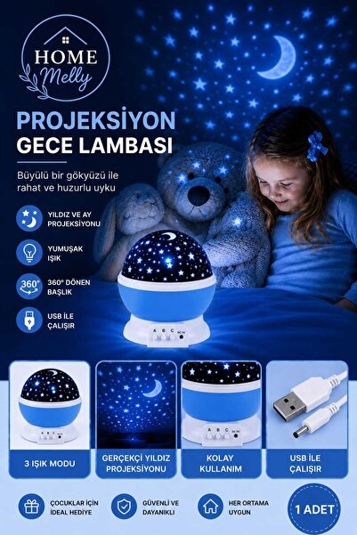 btm home Projeksiyon Gece Lambası Renkli LED Çocuk Odası Tavan Yansıtan Masa ...