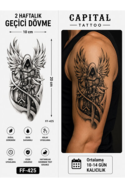 medink tattoo Tattoo Gerçekçi 3D Savaşcı Melek ve Kılıç Realistic Model Geçic...