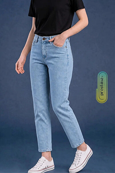Proshine Boyfriend Yüksek Bel Kadın Kot Pantolon - Rahat Kalıp Mom Fit jean P...