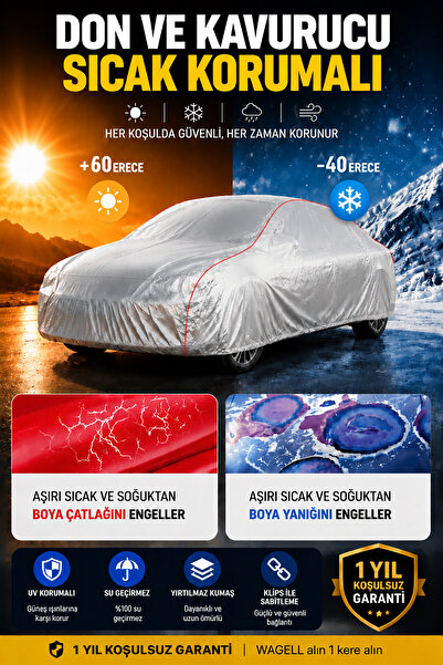 wagell Hatchback Araçlar Ile Uyumlu Lüks X300 Pro Araba Brandası Miflonlu Branda Oto Çadır Örtü