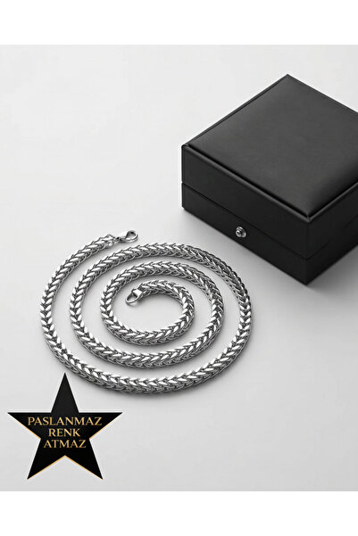stainless steell 316L Steel Silver Mesh Women's Necklace Men's Necklace 55 cm