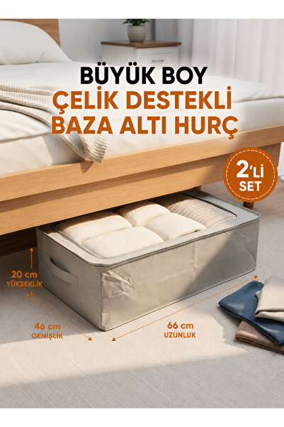 Genel Markalar 2 Adet Pencereli Çelik Destekli Büyük Boy Hurç Baza Altı Çok A...