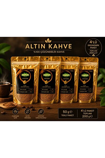 kaykan 4 Adet Kaykan %100 Çözülebilir Altın Kahve