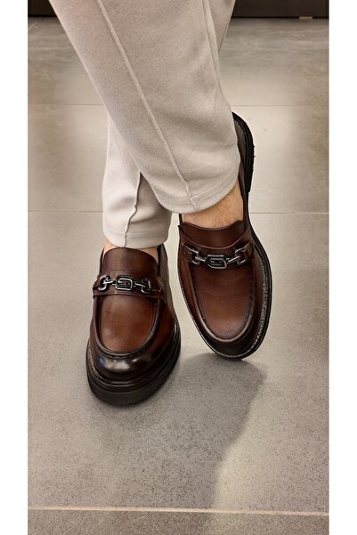 Msport 4289 Καφέ Ανδρικά Παπούτσια Loafer από Γνήσιο Δέρμα