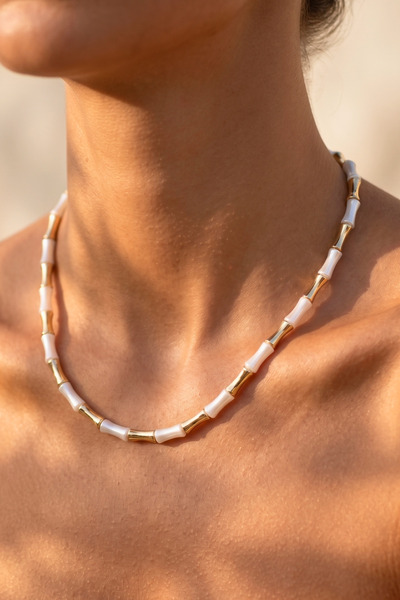 Elika Silver Women's Gold Bone Model Elegant Necklace