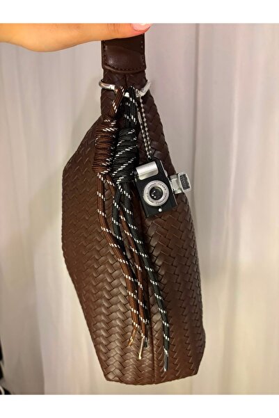 Xui Yeni Sezon Siyah Kahverengi İp Detaylı Siyah Fotoğraf Makineli Çanta Akse...
