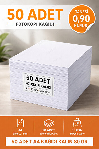 garaccu Kaliteli A4 Fotokopi Kağıdı 50 Adet Ultra Beyaz