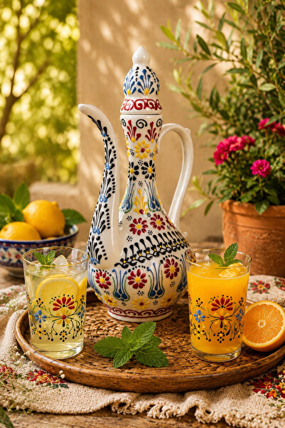 MUGUSA HEDİYELİK EL YAPIMI ÇİÇEK MOTİFLİ ÇİNİ - SERAMİK İBRİK - DEKORATİF EV ...