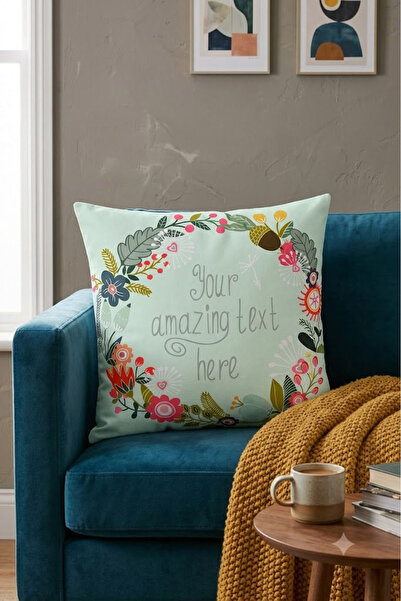 Modern home Square design cushion cover with multicolored flannel print, 45 x...