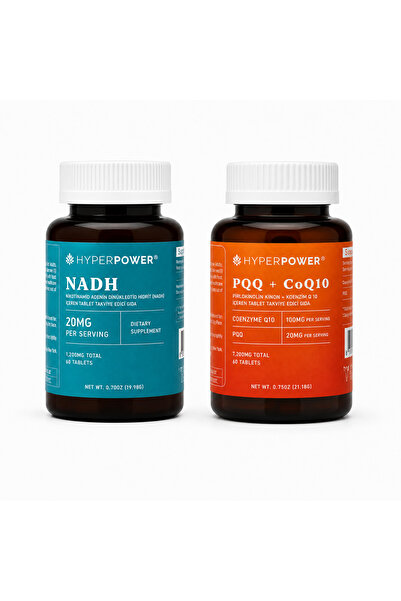 Hyperpower NADH (20mg) & PQQ (20mg) + CoQ (100mg) 2 li Set 60 Tablet 2 Aylık ...