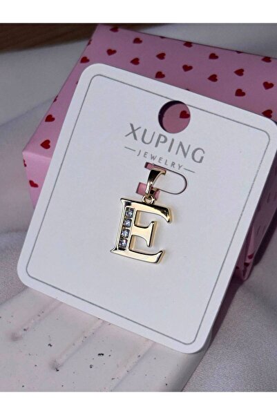 XUPING JEWELRY E Harf Gold Renk Çelik Kolye Ucu