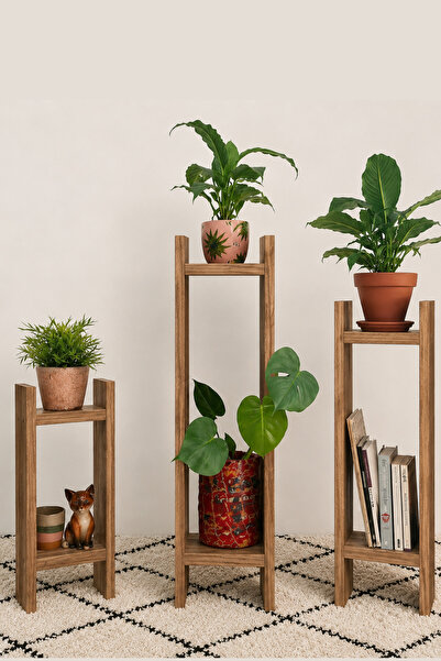 ibrahim suleiman al saqami Modern 3-Piece Plywood Plant Stand Set | Brown Flo...