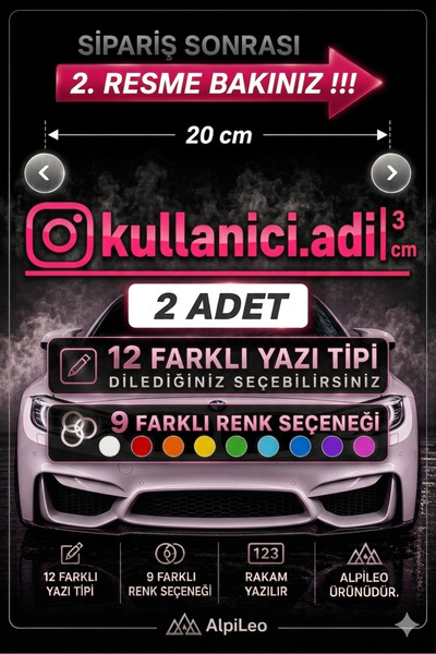 AlpiLeo (2 Adet) İnstagram Kullanıcı Adı Pembe Sticker | Scooter Akülü Araba ...