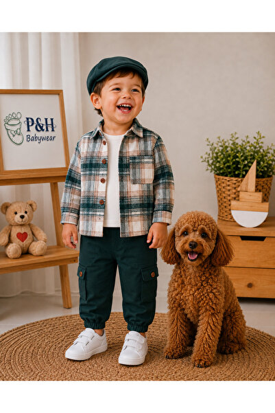 P&H BABYWEAR طقم أطفال للأولاد مكون من 4 قطع مع قميص وسروال قماشي