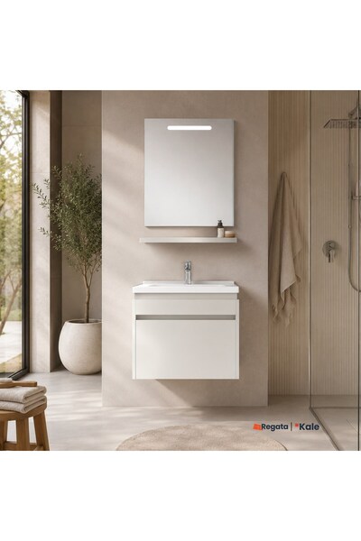 KALE Idea 2.0 65 Cm Parlak Beyaz Tek Çekmeceli Banyo Dolabı Takımı