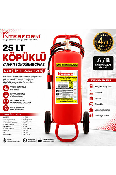İNTERFORM YANGIN SÖNDÜRME VE GÜVENLİK SİSTEMLERİ 25 KG  KÖPÜKLÜ YANGIN SÖNDÜR...