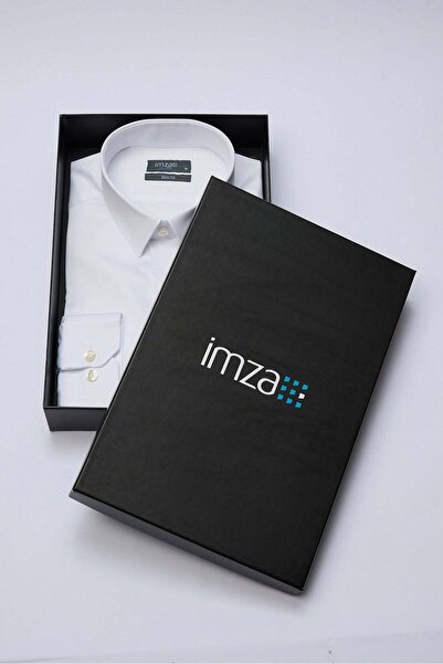 İmza Cămașă albă cu guler rigid, fără buzunar, slim fit Classic, pachet de bu...