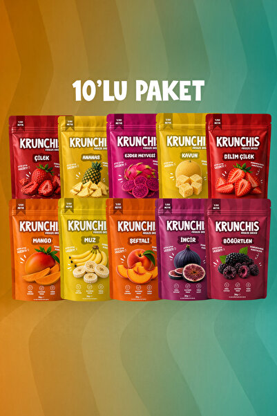 Krunchis Freeze Dried Meyve 10'lu Avantajlı Paket (Dondurularak Kurutulmuş Me...