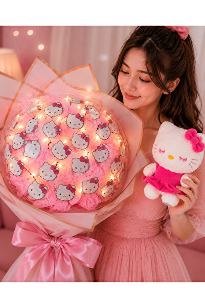 İNCİ sepette hello kitty Buketi sevgiliye hediye büyük boy