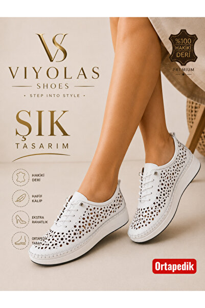 Viyolas Hakiki Deri Kadın Ayakkabısı Bağlı FL