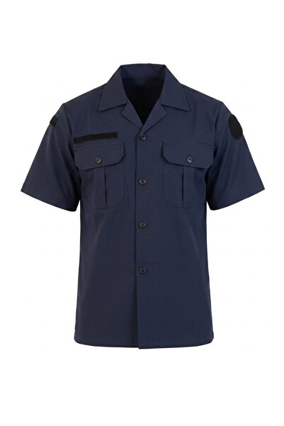 ELMAS TOUCH Dark Blue Police Officer Short Sleeve Shirt