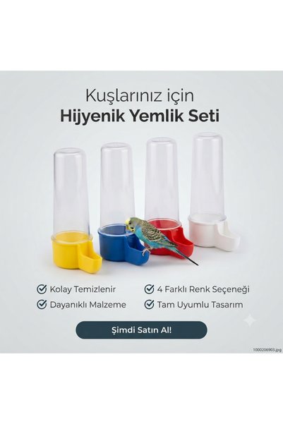 renkmar Mavi 100 ml Kanarya Suluğu - Şeffaf Hijyenik Kafes Suluğu - Kuş Kafesi Aksesuarı muhabbet Hint bülbülü suluk