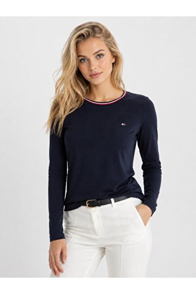 Tommy Hilfiger Women Long Sleeve Crewneck Logo Regular T-Shirt