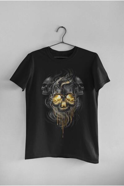 Adrift Wed Kuru Kafa Gold Görünüm Dead Gothic Rocker Dijital Baskılı T-shirt