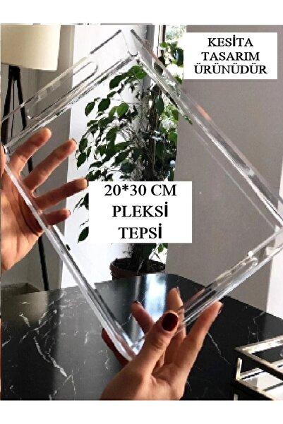 KESİTA TASARIM Şeffaf Pleksi Sunum Söz Nişan Tepsisi 30 X 20 Cm