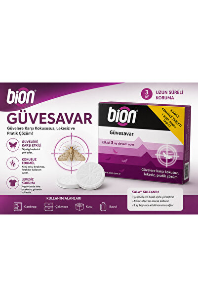 MOHEN KİMYA Bion Güvesavar 90 Gün Etkili | Güve Kovucu Tablet | Dolap ve Çekm...