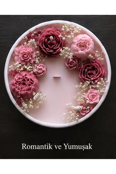 Decorative Custom Design Rose Bowl Natural Soy Candle 15cm Diameter