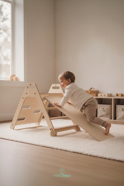 MAMATOYZ Piky Pikler Triangle and Slide - Climbing Triangle and Slide