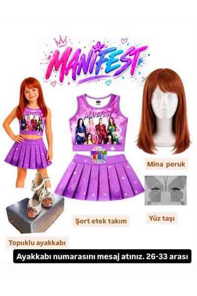 bemora kids Manifest Mor Skirt Blouse Bottom Top 2-Piece Set Shorts Skirt Set...