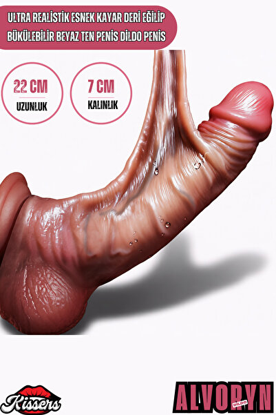 Ultra Realistik Esnek Kayar Deri Eğilip Bükülebilir Ten Dildo 22 Cm