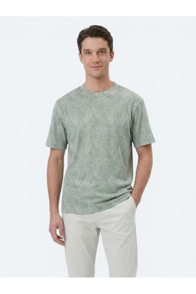 Kip Verde cu imprimeu cu amestec de bumbac tricou
