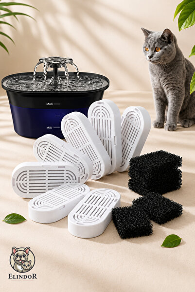 Elindor Set de 6 filtre + 6 bureți Elindor ®   pentru fântână de apă pentru p...
