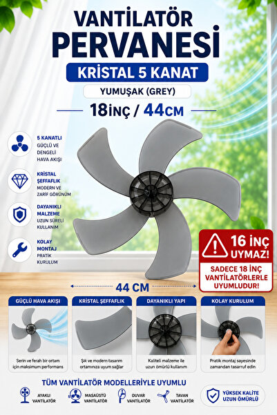 ÖZ BEYAZ EŞYA 45 CM Vantilatör Pervanesi 18 İnç 5 Kanatlı Ayaklı Vantilatör Y...