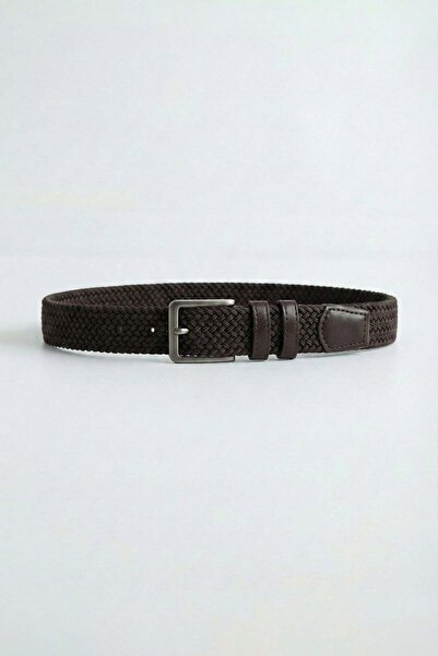 ablukaonline Men's Elastic Knitted Belt Brown