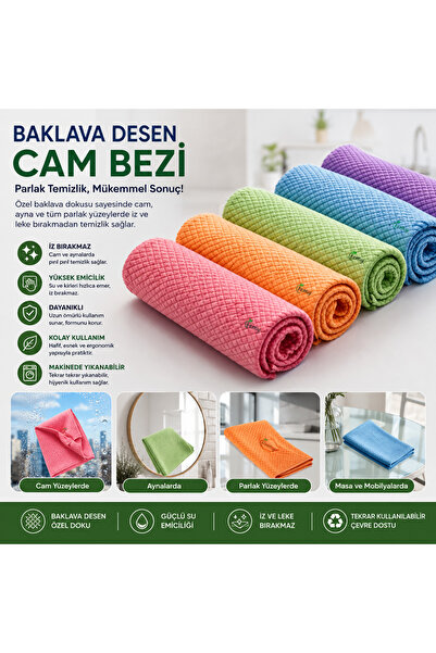 Femy Baklava Desen Cam Bezi 3'lü Set 50x70 cm