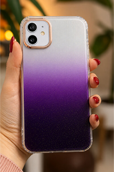 Go Aksesuar Iphone 11 Uyumlu Şeffaf Ombre Model Şeffaf Simli Silikon Kılıf