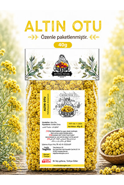 Organik Teyze Sevinç Teyze Altın Otu, Ölmez Çiçek, Sarı Solmaz, Helichrysum A...