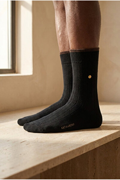 BONY SOCKS Muške čarape sa šiljcima u kariranom uzorku, crno-smeđe
