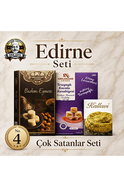 Arslanzade Edirne Seti – Badem Ezmesi 250g, Tereyağlı Kavala Kurabiyesi 250g,...