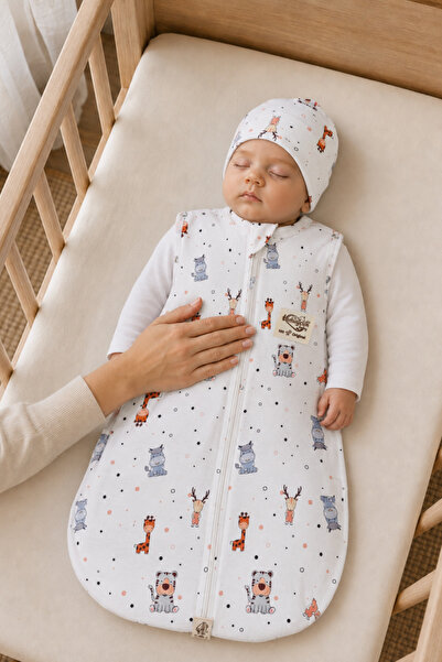 Tomuycuk Patterned 100% Cotton Unisex Baby Sleeping Bag 0-6 Months with Zippe...