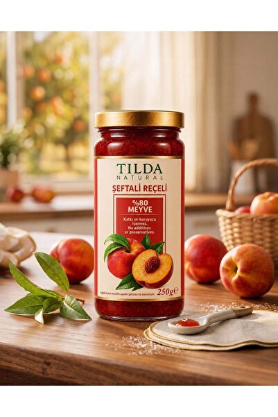 Tilda Natural Lapseki Şeftali Reçeli (%80 Meyve) – 250 g