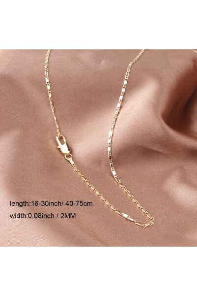 Choice3 50cm golden 1pc Italian 18K Gold Plated Punk Chain Necklace, 2mm Flat...