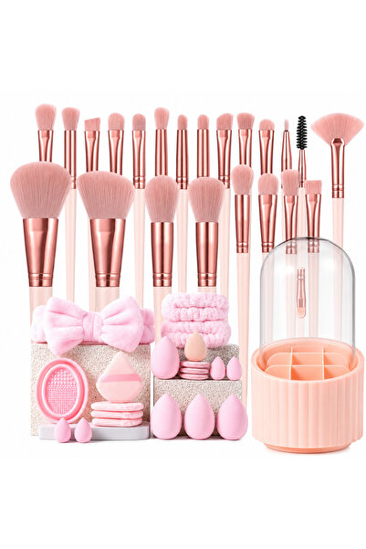 Arabest 41Pcs Makeup Brush Set with 360° Rotating Storage Box, Sponges, Puffs...