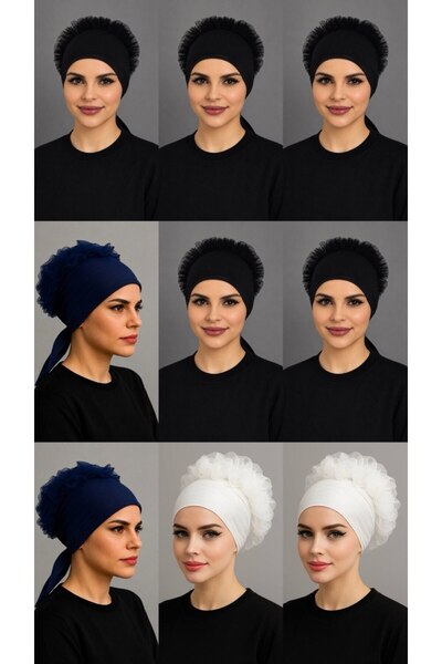 ALDAIYR 9 Pcs Ruffle Bonnet Hijab Bonnet