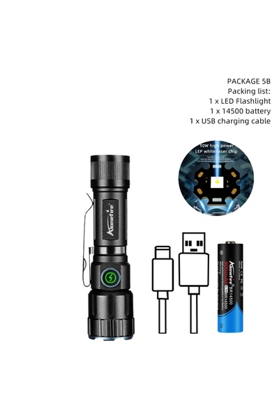 Choice 14500 Blue Zoom White Beam Light Mini Flashlight Rechargeable Portable...