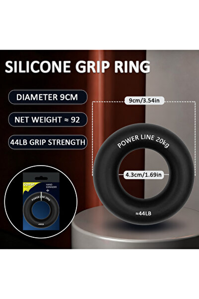 Choice3 Grip 20KG BLACK 1PC Silicone Hand Trainer Finger Gripper Ring Hand Po...